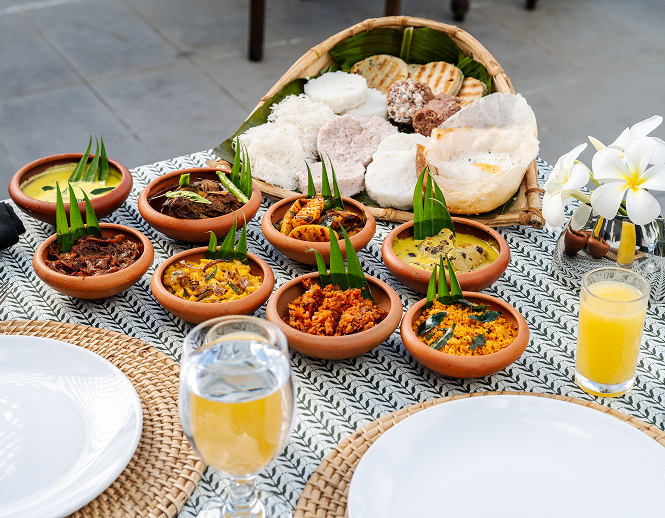 Traditional Sri Lankan breakfast spread for Avurudu at Fox Jaffna Sri Lanka