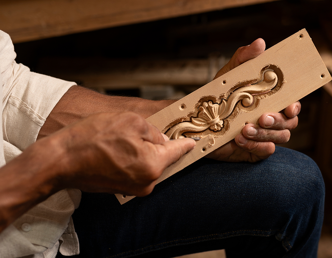 Artisan practicing traditional wood carving at Fox Jaffna Sri Lanka