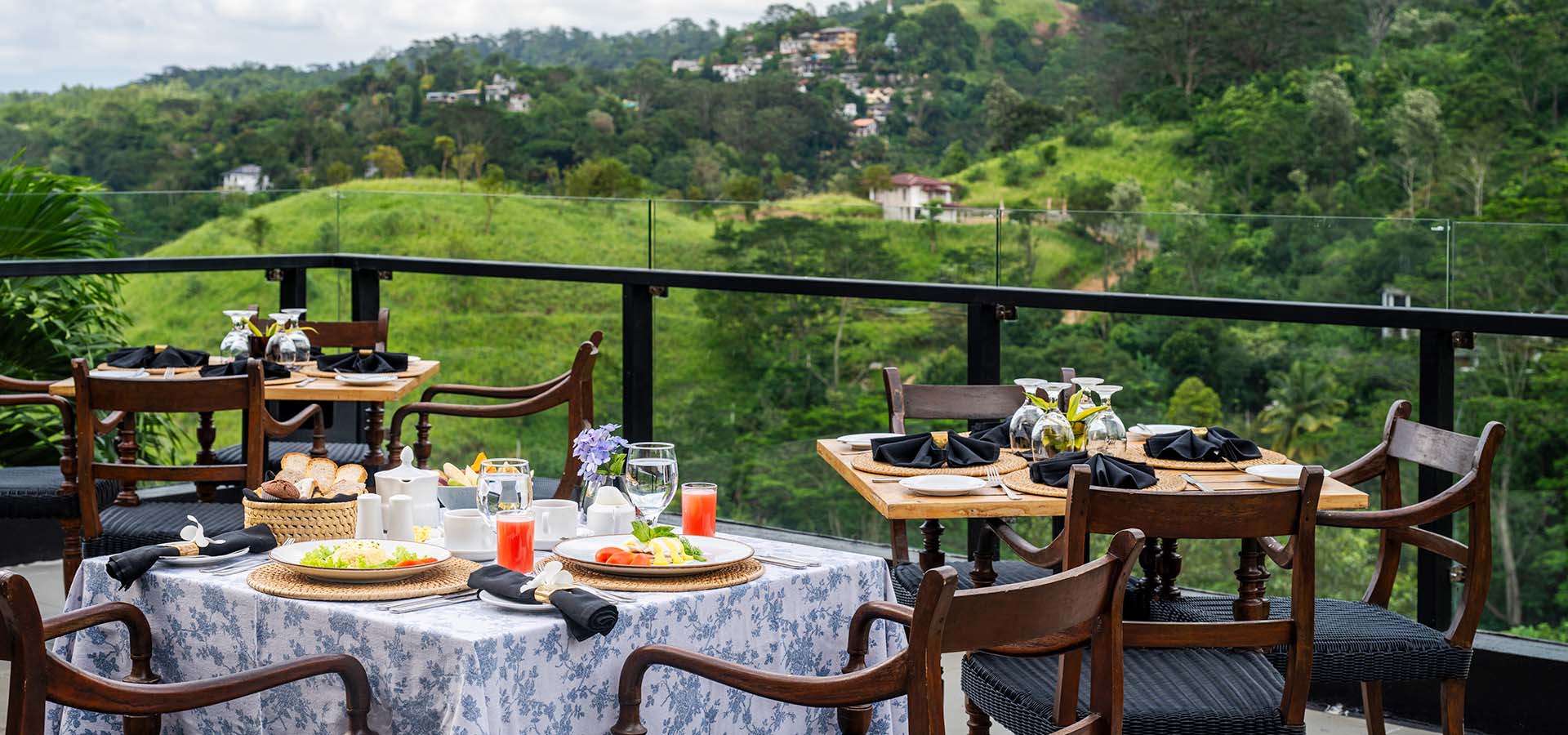 Breakfast on terrace at Fox Kandy boutique hotel in Kandy Sri Lanka