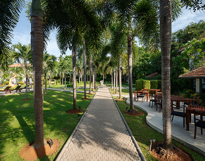 Lush gardens and outdoor dining at Fox Resorts Jaffna Sri Lanka