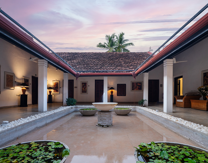 Courtyard and outdoor pool at Fox Resorts Jaffna luxury hotel Sri Lanka