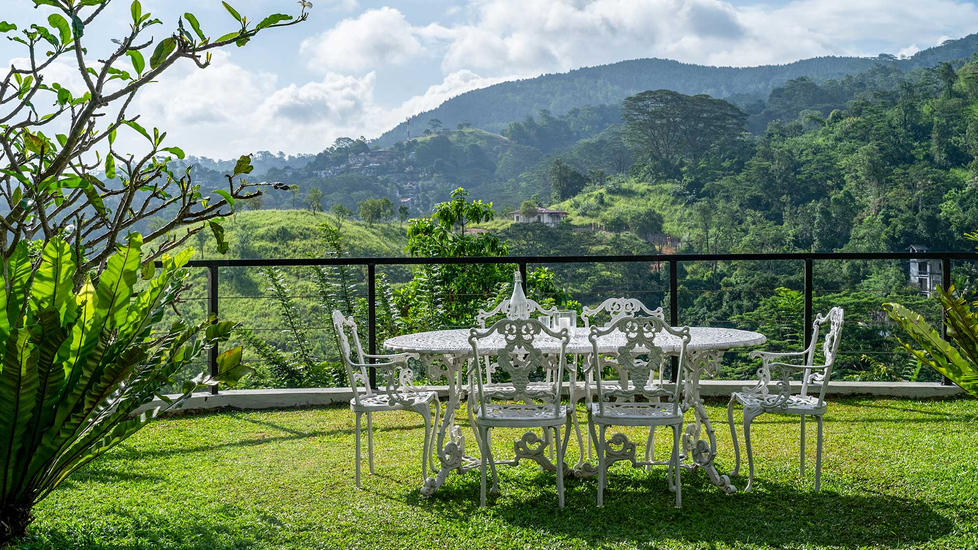 White patio furniture set in Fox Kandy by Fox Resorts Sri Lanka